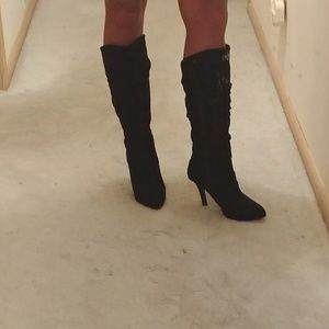 Black Nina womens KONNIE suede boots